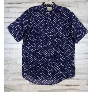 VTG Shelter Island Short Sleeve Shirt Mens Sz L Button Down All Over Star Print